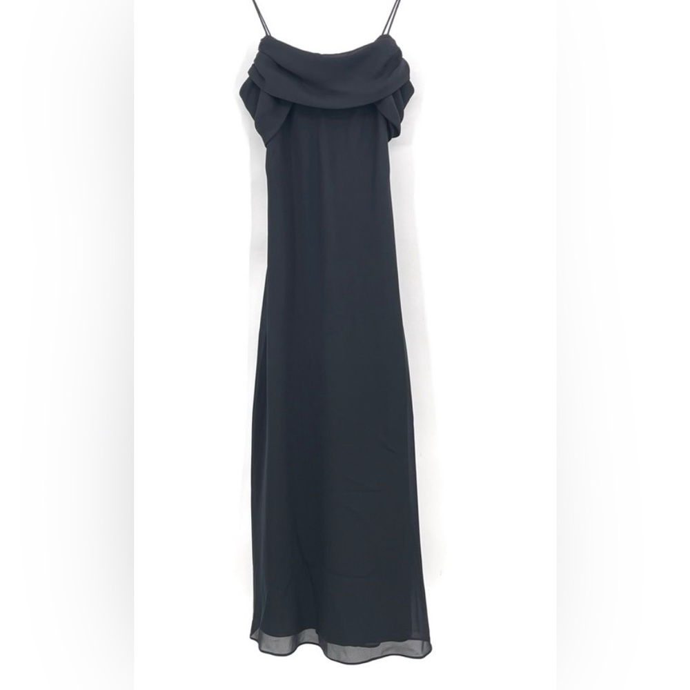 Betsy & Adam Chiffon Maxi Black Dress